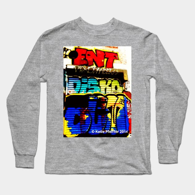 Graffiti Wall Disko Butt  West Philly 2014 Long Sleeve T-Shirt by Kater